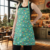 Ventilator voor feestdagen met kerstlampjes met to schort