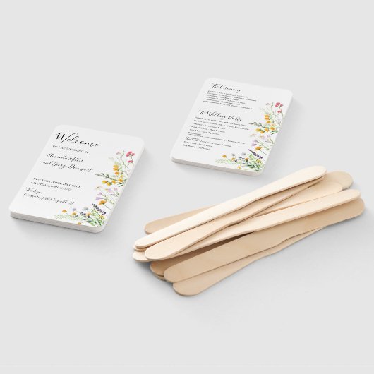 Ventilator voor het huwelijksprogramma Wildbloemen Handwaaier (Niet-gemonteerd)