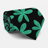 ventilator - Zee groen op zwart Stropdas (Opgerold)