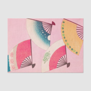 Ventilatoren op roze Japans Retropatroonpatroon Tissuepapier