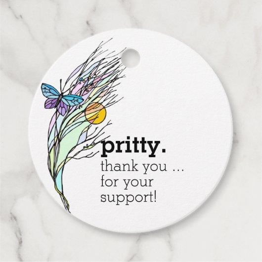 Ventilatorlabels met vlindervelden bedankjes labels (Voorkant)