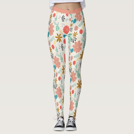 ventilatorpatroon Floral Design Yoga Leggings (Voorkant)