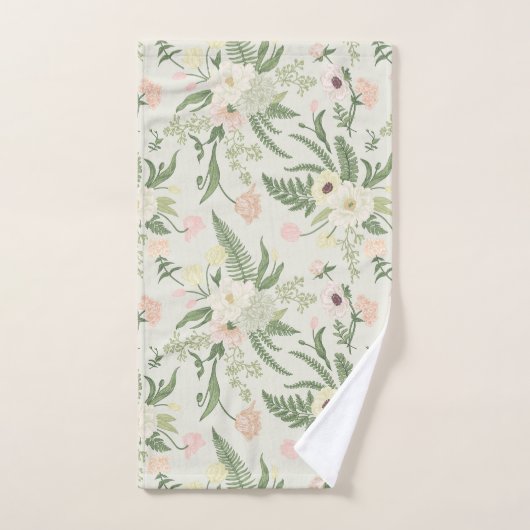 Ventilatorpatroon met groene tuinvloer bad handdoek (Handdoek)