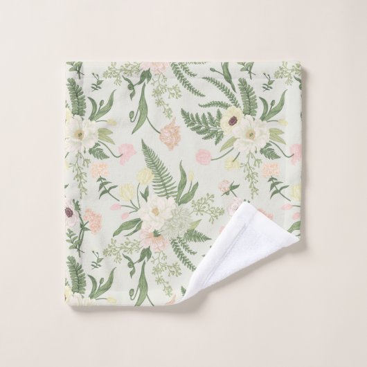 Ventilatorpatroon met groene tuinvloer bad handdoek (Wasdoekje)