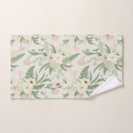 Ventilatorpatroon met groene tuinvloer bad handdoek (Handdoek)