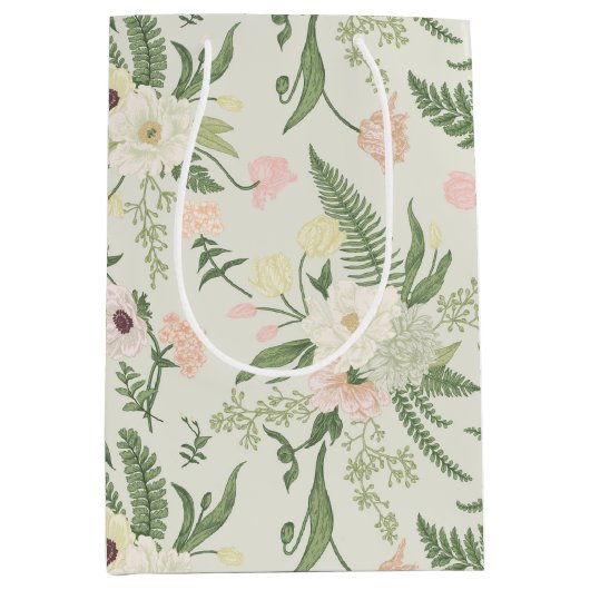 Ventilatorpatroon met groene tuinvloer medium cadeauzakje (Voorkant)