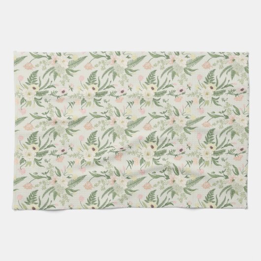 Ventilatorpatroon met groene tuinvloer theedoek (Horizontaal)