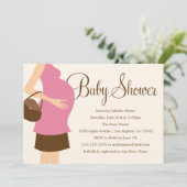 Ventre Enceinte - Rose | Invitation baby shower (Debout devant)