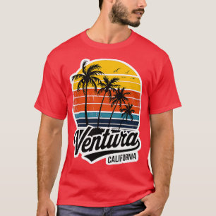 Ventura California  Sunset Palm Trees 70s R T-shirt