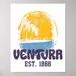 Ventura Californië Retro Surfer Vintage Strand Voo Poster