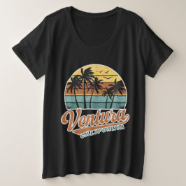 Ventura Californië -  retro zonsondergang Grote Maat T-shirt