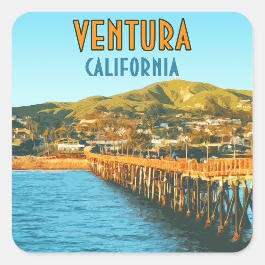 Ventura Pier Beach California Vierkante Sticker (Voorkant)
