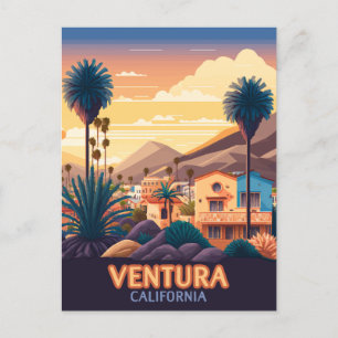 Ventura Sunset Mountains Southern California Retro Briefkaart