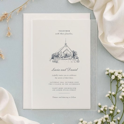 Venue Sketch Church Wedding Acrylic Invitation