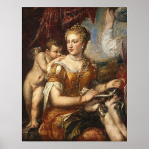 Vénus bandant les yeux de Cupidon - Titian Affiche