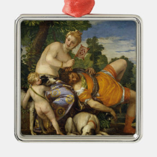 Venus en Adonis (door Paolo Veronese) Metalen Ornament
