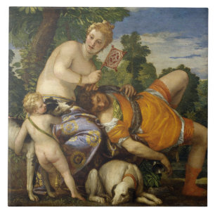Venus en Adonis (door Paolo Veronese) Tegeltje