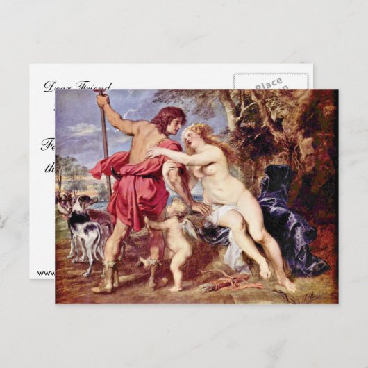 Venus en Adonis van Rubens Peter Paul Briefkaart (Voorkant / Achterkant)