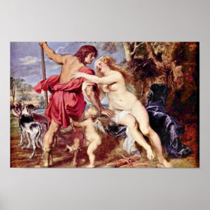 Venus en Adonis van Rubens Peter Paul Poster