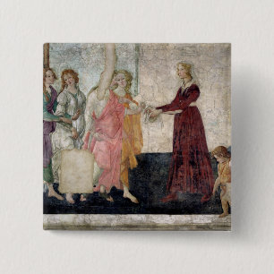 Venus en de Graces Vierkante Button 5,1 Cm