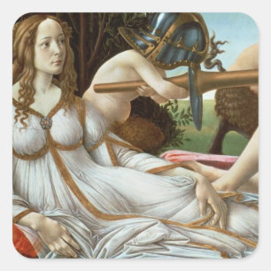 Venus en Mars, c.1485 (tempera en olie) Vierkante Sticker