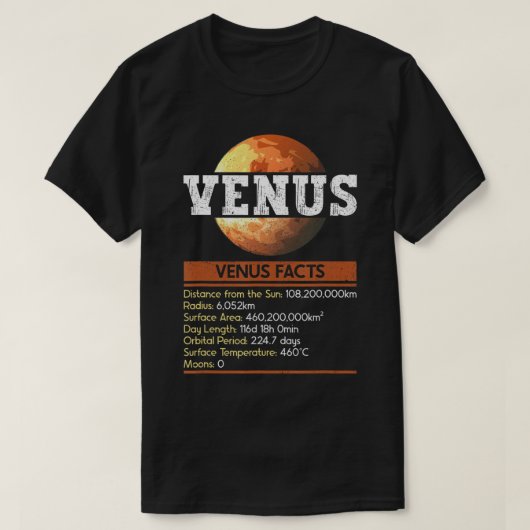 Venus Facts - Venus Planet Space Lover T-Shirt (Design voorkant)