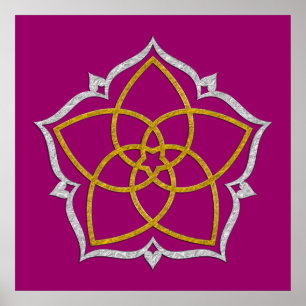 VENUS FLOWER/Venusblume Lotus GOLD SILVER Poster