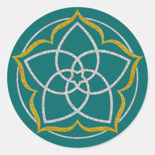 VENUS FLOWER/Venusblume Lotus SILVER GOLD Ronde Sticker