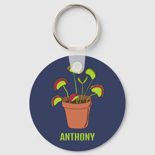 Venus Fly Trap Plant Illustralized Personalized Sleutelhanger (Voorkant)
