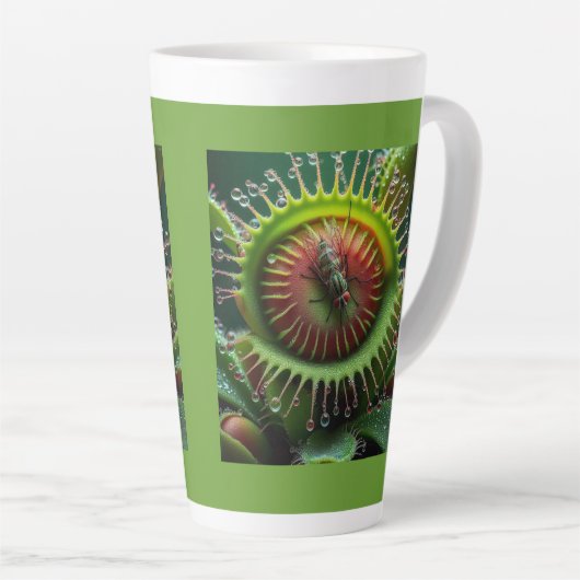 Venus Flytrap Bloemen groen en rood Latte Mok (Rechterhoek)
