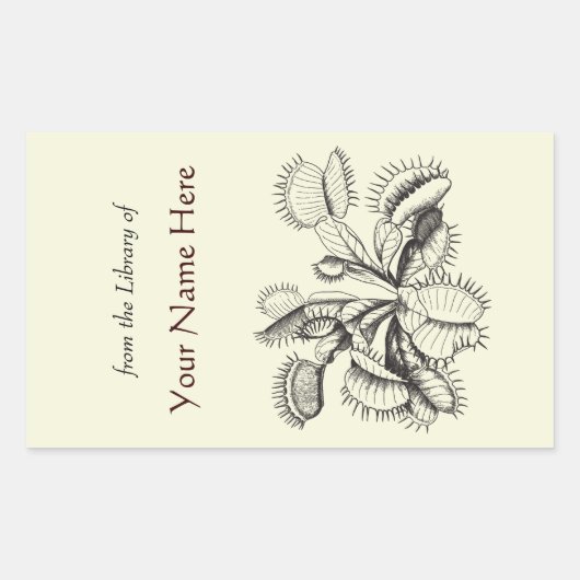 Venus Flytrap Boekplaat Rechthoekige Sticker (Voorkant)
