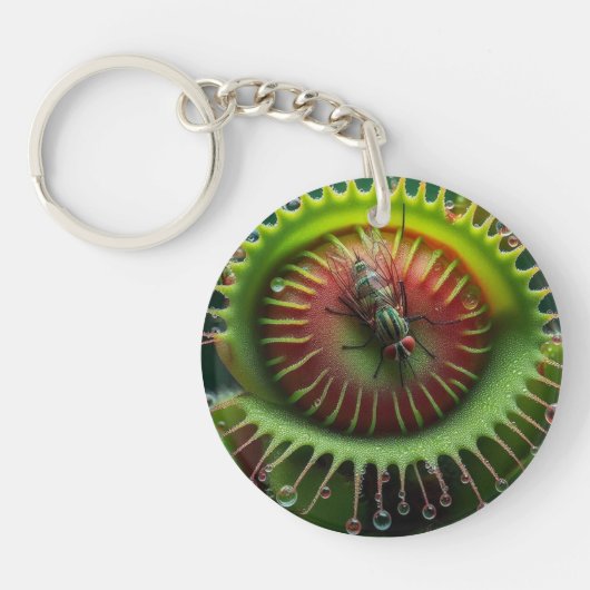 Venus Flytrap Floral Whimsical Weird Fun Sleutelhanger (Voorkant)