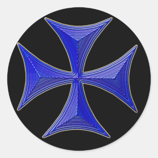 VER 01 Ridders Tempelier Cross - Zwarte achtergron Ronde Sticker