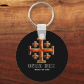 Ver 3 - Jerusalem Cross - Opus Dei - Black Back Sleutelhanger (Voorkant)