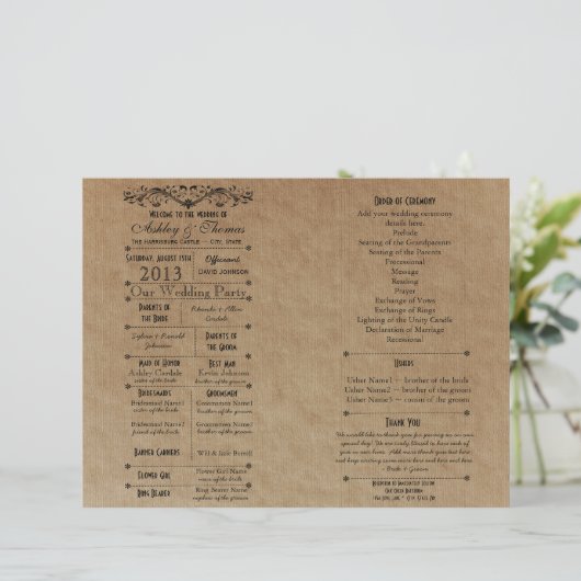 Ver 3 Modèle du programme de mariage personnalisé  (Debout devant)