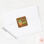 ver de livre mignon ajouter nom Carré Sticker (Enveloppe)