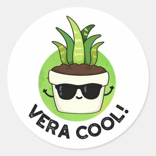 Vera Cool Funny Aloe Vera Pun Ronde Sticker (Voorkant)