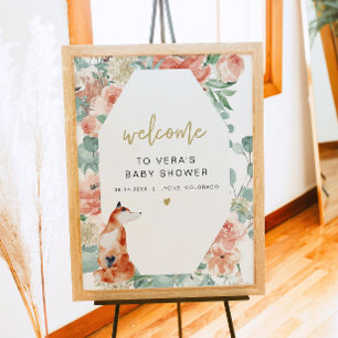 VERA Greenery & Terracotta Floral Fox Baby Welkom Poster