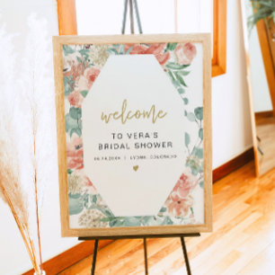 VERA Groene & Terracotta Bloemen Bruidswelkom Poster