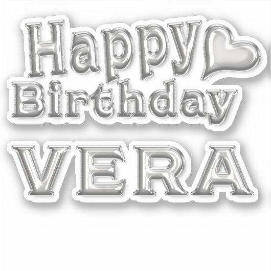 Vera Happy Birthday silver Aufkleber Sticker (Voorkant)