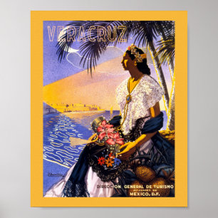 Veracruz Mexico Oude Reisposter Gerestaureerd Poster