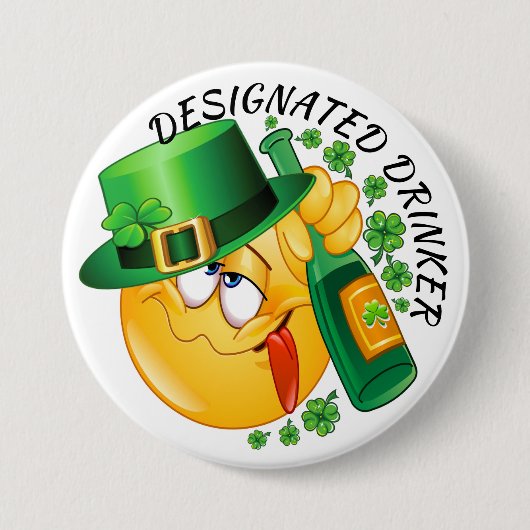 VerALE Aangewezen Drinker St. Patrick's Day Ronde Button 7,6 Cm (Voorkant)