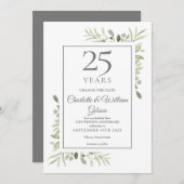 Verander de Datum 25th Silver Jubileum Greenery Kaart (Voorkant / Achterkant)