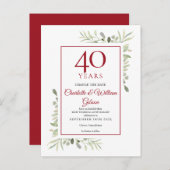 Verander de datum 40e bruiloft Jubileum groen Aankondigingskaart (Voorkant / Achterkant)
