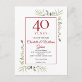 Verander de datum 40e bruiloft Jubileum groen Aankondigingskaart (Voorkant)