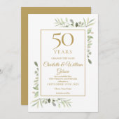 Verander de Datum 50e Jubileum Greenery Foliage Kaart (Voorkant / Achterkant)