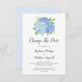Verander De Datum Blauwe Hortensia Bruiloft Save The Date (Voorkant / Achterkant)