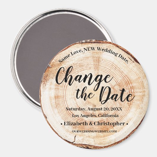 Verander de Datum Botanische Wood Rustic Wedding Magneet (Voorkant / Achterkant)