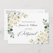 Verander de Datum Elegant Witte Roses Eucalyptus Briefkaart (Voorkant / Achterkant)