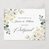 Verander de datum Elegante Eucalyptus Witte Rozen Briefkaart (Voorkant)